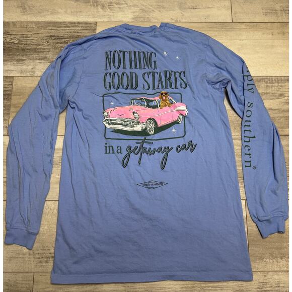 Simply Southern Nothing Good Starts Getaway Car Long Sleeve T-Shirt Tee Medium - Picture 1 of 3